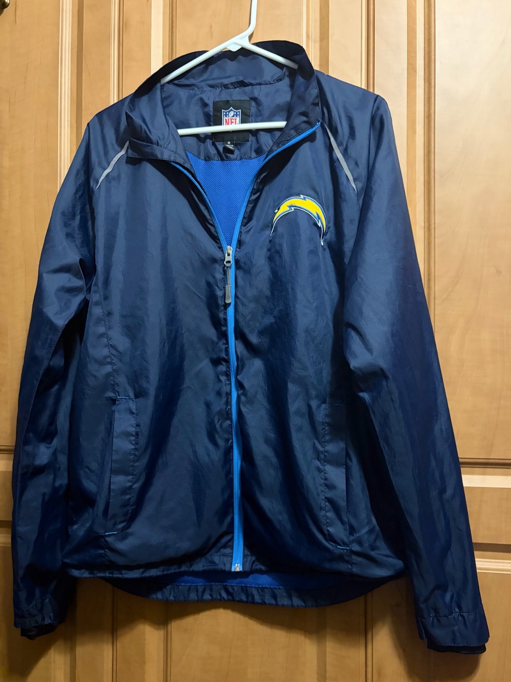 NFL Navy Windbreaker Jacket with Yellow Chargers Logo